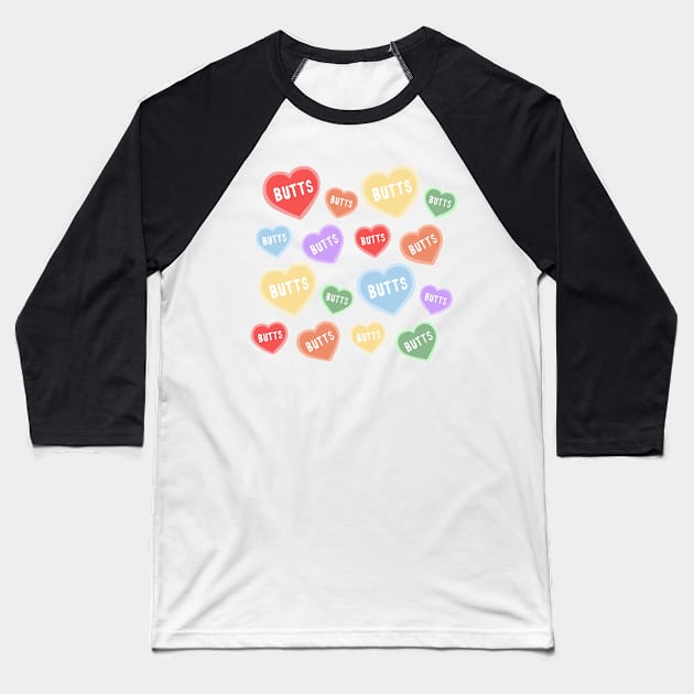 Valentines Day Butt Hearts Baseball T-Shirt by gray-cat